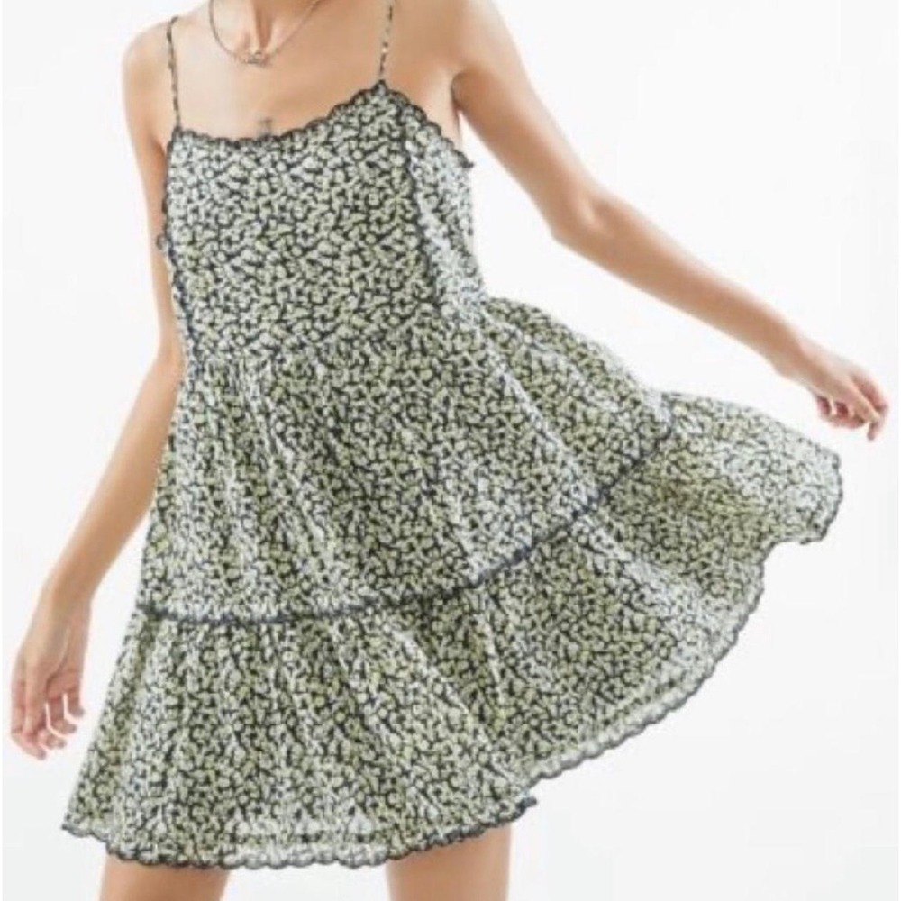 Urban Outfitters Floral Babydoll Uffe Swing Mini Dress Size Medium Light Blue